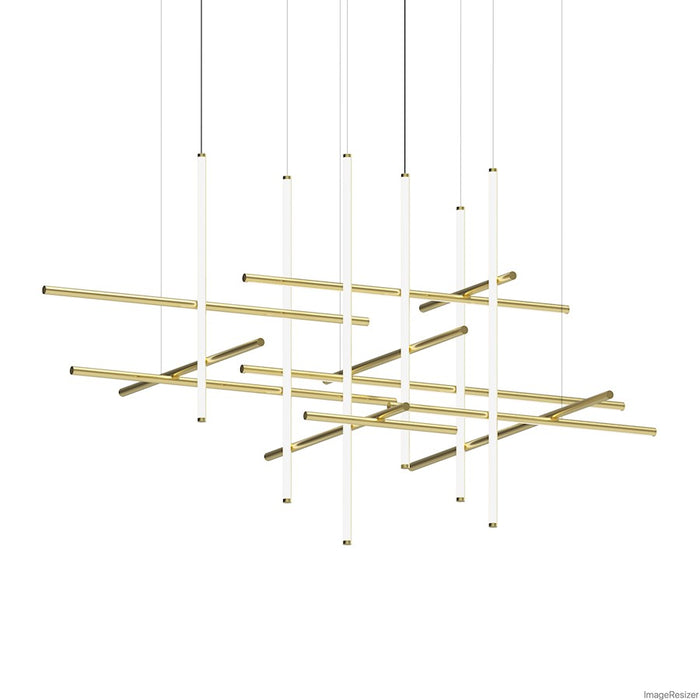 Sonneman Labyrinth 2 Light Medium Chandelier, Brass/White - 2109-14