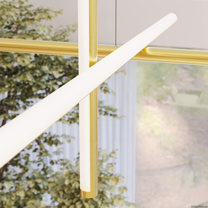 Sonneman Labyrinth 2 Light Medium Chandelier, Brass/White