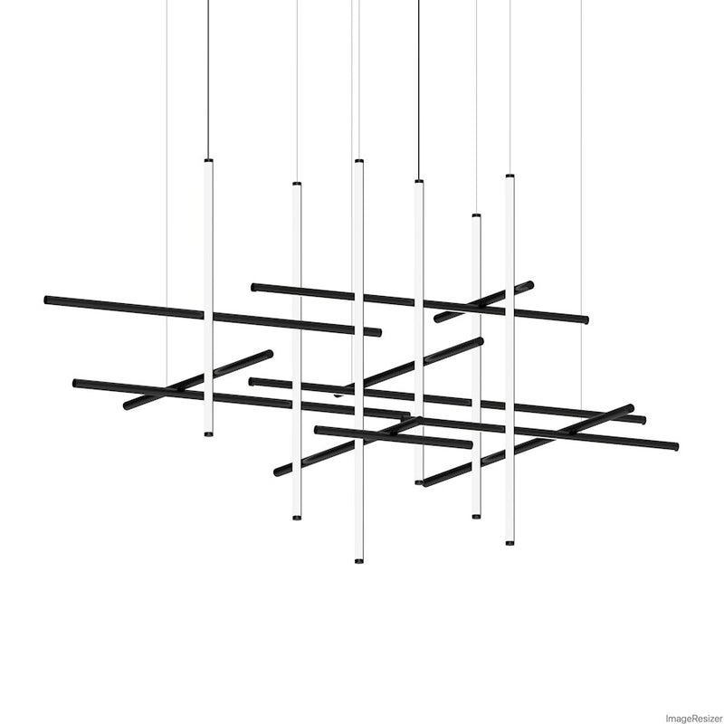 Sonneman Labyrinth 2 Light Medium Chandelier, Satin Black/White - 2109-25