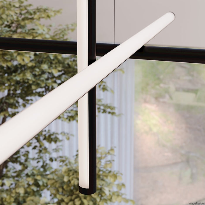 Sonneman Labyrinth 2 Light Medium Chandelier, Satin Black/White