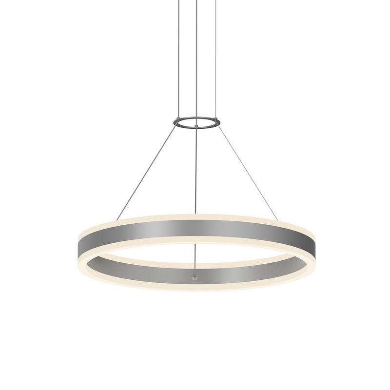 Sonneman Double Corona 2Lt LED 24" Pendant, Aluminum/Frosted White - 2303-16-J20