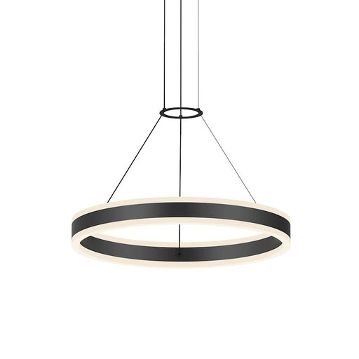 Sonneman Double Corona 2Lt LED Ring 24" Pendant, Black/Frosted - 2303-25-J20