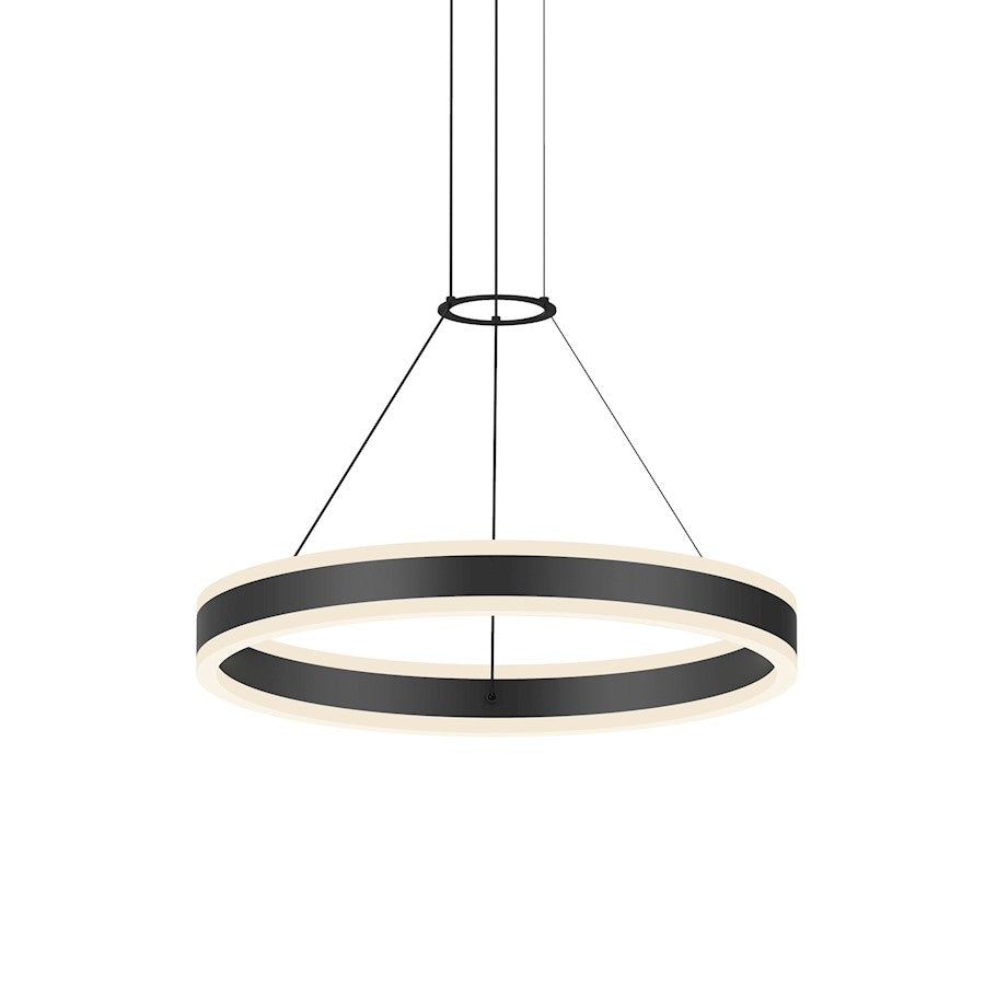 Sonneman Double Corona 2Lt LED Ring 24" Pendant, Black/Frosted - 2303-25-J20