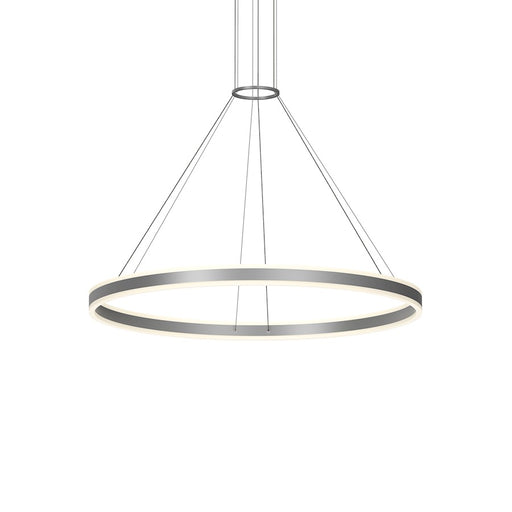 Sonneman Double Corona 2Lt LED 48" Pendant, Aluminum/Frosted White - 2307-16-J20