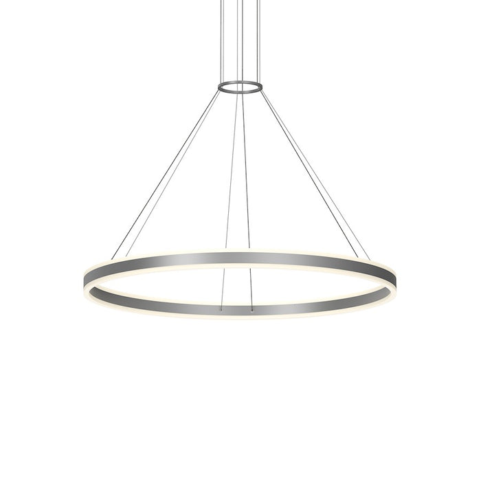 Sonneman Double Corona 2Lt LED 48" Pendant, Aluminum/Frosted White - 2307-16-J20