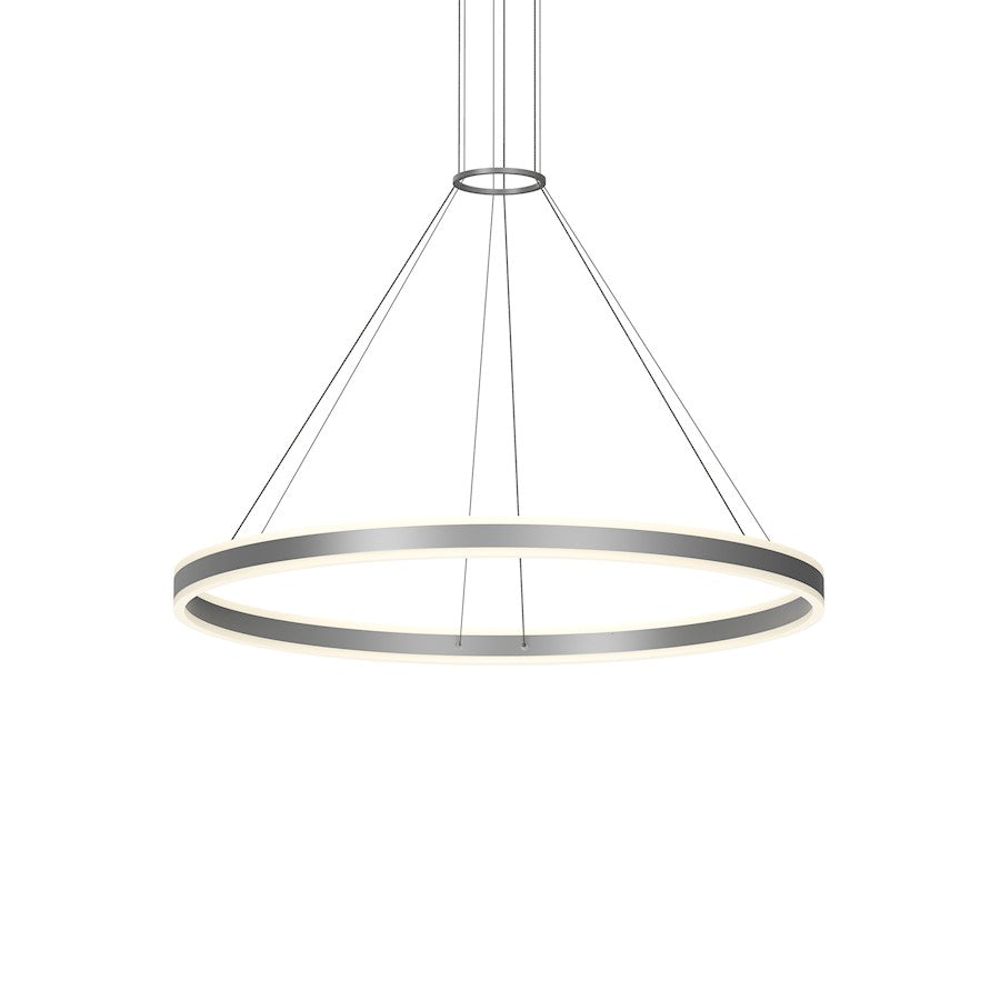 Sonneman Double Corona 2Lt LED 48" Pendant, Aluminum/Frosted White - 2307-16-J20