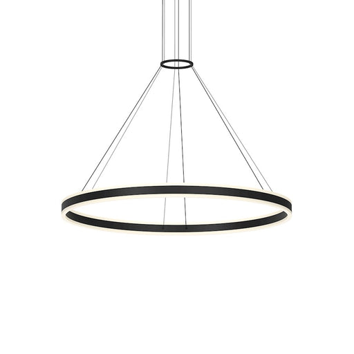 Sonneman Double Corona 2Lt LED 48" Pendant, Black/Frosted White - 2307-25-J20