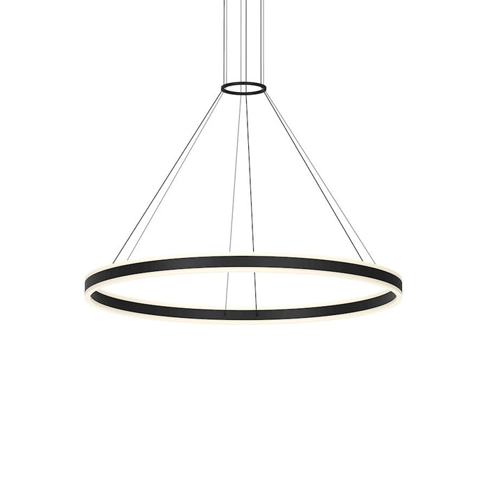 Sonneman Double Corona 2Lt LED 48" Pendant, Black/Frosted White - 2307-25-J20