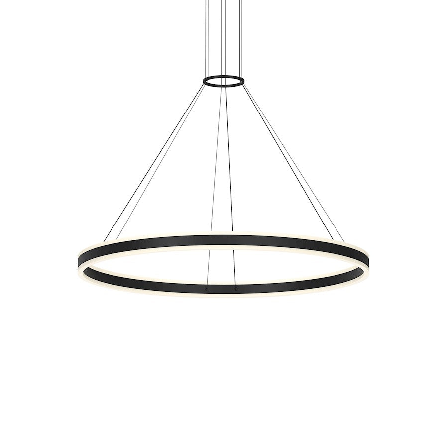 Sonneman Double Corona 2Lt LED 48" Pendant, Black/Frosted White - 2307-25-J20