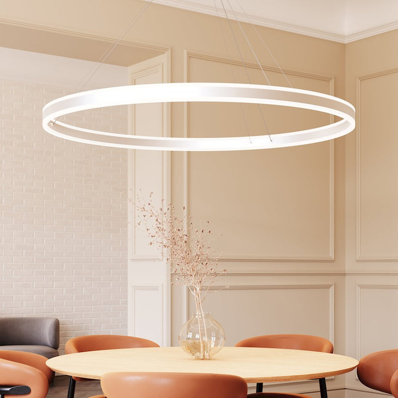 Sonneman Double Corona 2Lt LED Ring 60" Pendant, Aluminum/Frosted