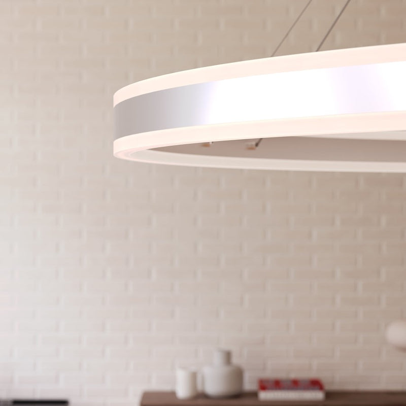 Sonneman Double Corona 2Lt LED Ring 60" Pendant, Aluminum/Frosted