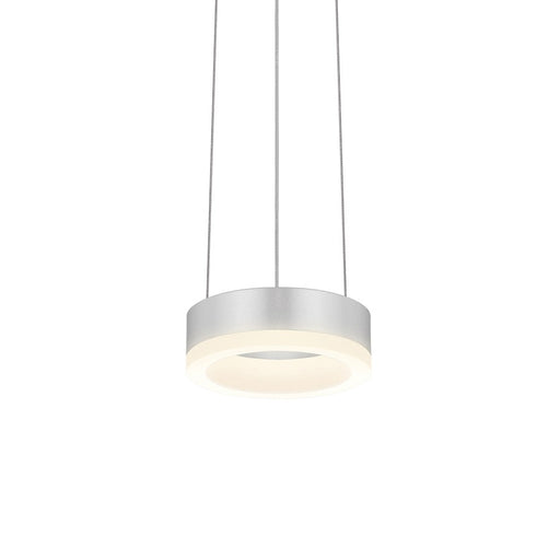 Sonneman Corona 1Lt LED Rong 6" Pendant, Satin Aluminum/Frosted - 2311-16-J20