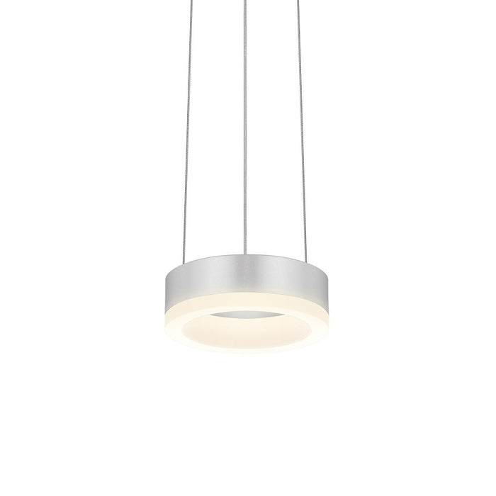 Sonneman Corona 1Lt LED Rong 6" Pendant, Satin Aluminum/Frosted - 2311-16-J20