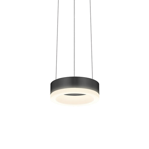 Sonneman Corona 1 Light LED 6" Pendant, Satin Black/Frosted - 2311-25-J20