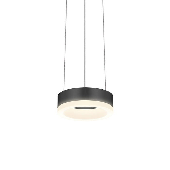 Sonneman Corona 1 Light LED 6" Pendant, Satin Black/Frosted - 2311-25-J20