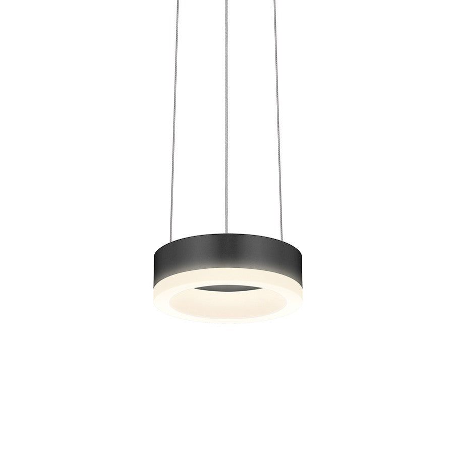 Sonneman Corona 1 Light LED 6" Pendant, Satin Black/Frosted - 2311-25-J20