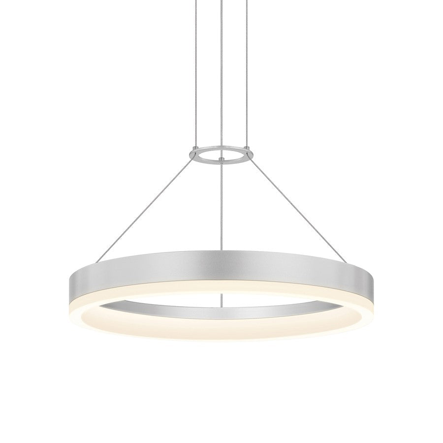 Sonneman Corona 1Lt LED Ring 16" Pendant, Satin Aluminum/Frosted - 2313-16-J20
