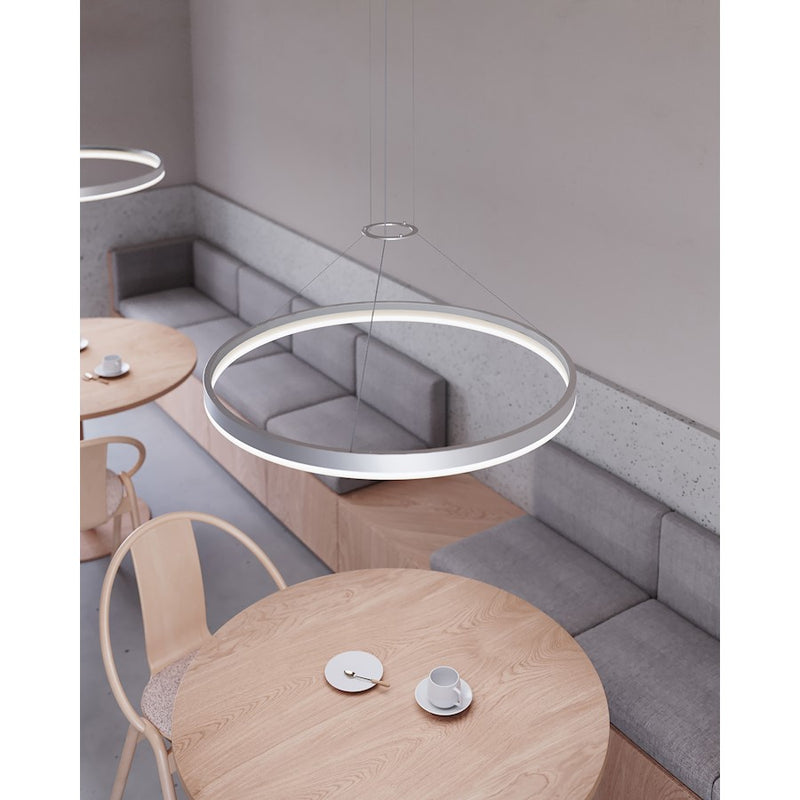 Sonneman Corona 1Lt LED Ring 16" Pendant, Satin Aluminum/Frosted