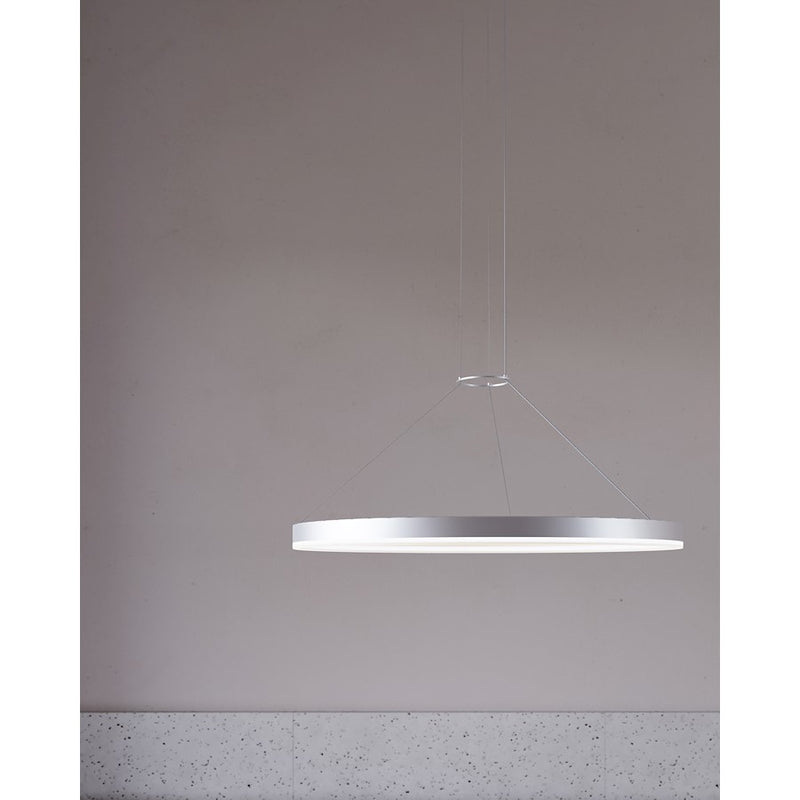 Sonneman Corona 1Lt LED Ring 16" Pendant, Satin Aluminum/Frosted