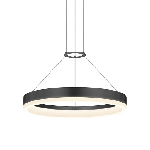 Sonneman Corona 1 Light LED Ring 16" Pendant, Satin Black/Frosted - 2313-25-J20