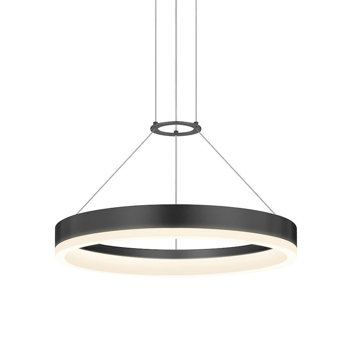Sonneman Corona 1 Light LED Ring 16" Pendant, Satin Black/Frosted - 2313-25-J20
