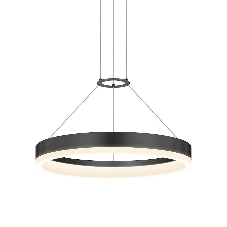 Sonneman Corona 1 Light LED Ring 16" Pendant, Satin Black/Frosted - 2313-25-J20