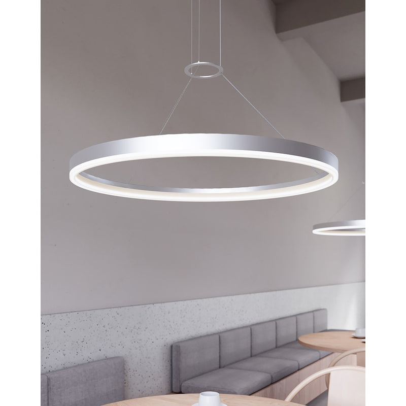 Sonneman Corona 1Lt LED 24" Pendant, Satin Aluminum/Frosted