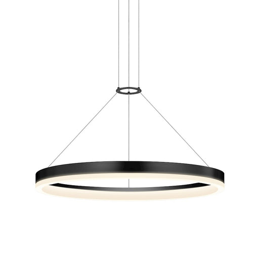 Sonneman Corona 1 Light LED Ring 24" Pendant, Satin Black/Frosted - 2315-25-J20