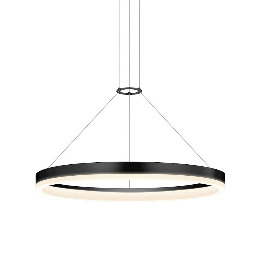 Sonneman Corona 1 Light LED Ring 24" Pendant, Satin Black/Frosted - 2315-25-J20