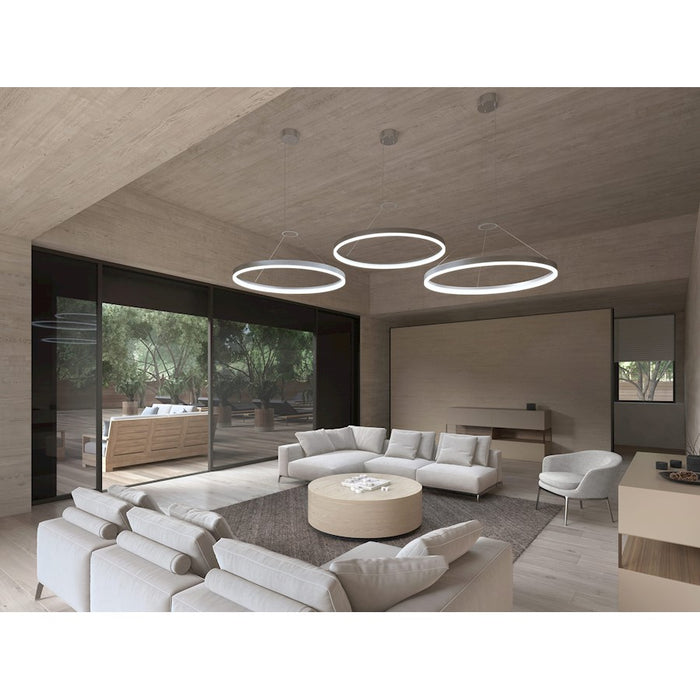 Sonneman Corona 1Lt LED Ring Pendant, Satin Aluminum/Frosted