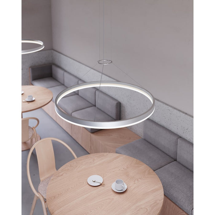 Sonneman Corona 1Lt LED Ring Pendant, Satin Aluminum/Frosted