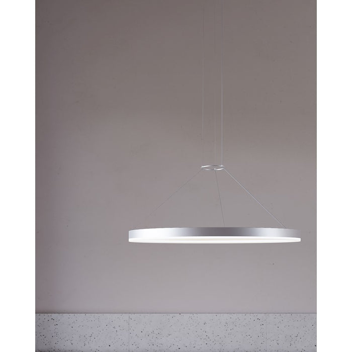 Sonneman Corona 1Lt LED Ring Pendant, Satin Aluminum/Frosted