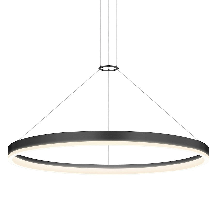 Sonneman Corona 1 Light LED Ring 32" Pendant, Satin Black/Frosted - 2317-25-J20