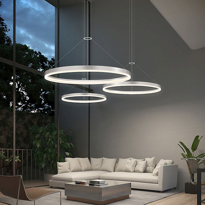 Sonneman Corona 1Lt LED Ring 48" Pendant, Satin Aluminum/Frosted