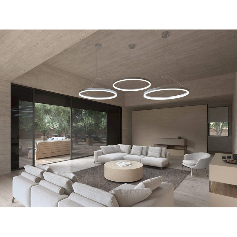 Sonneman Corona 1Lt LED Ring 48" Pendant, Satin Aluminum/Frosted