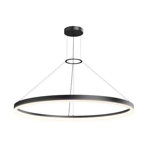 Sonneman Corona 1 Light LED 48" Pendant, Satin Black/Frosted - 2318-25-J20