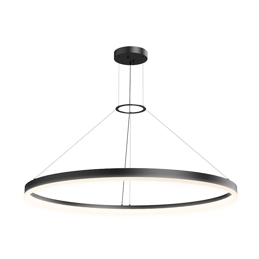 Sonneman Corona 1 Light LED 48" Pendant, Satin Black/Frosted - 2318-25-J20