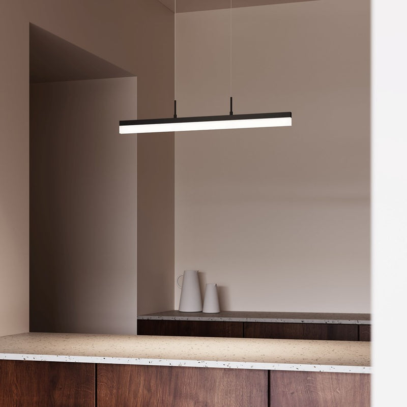 Sonneman Stiletto 1 Light LED 24" Pendant, Satin Black/Frosted