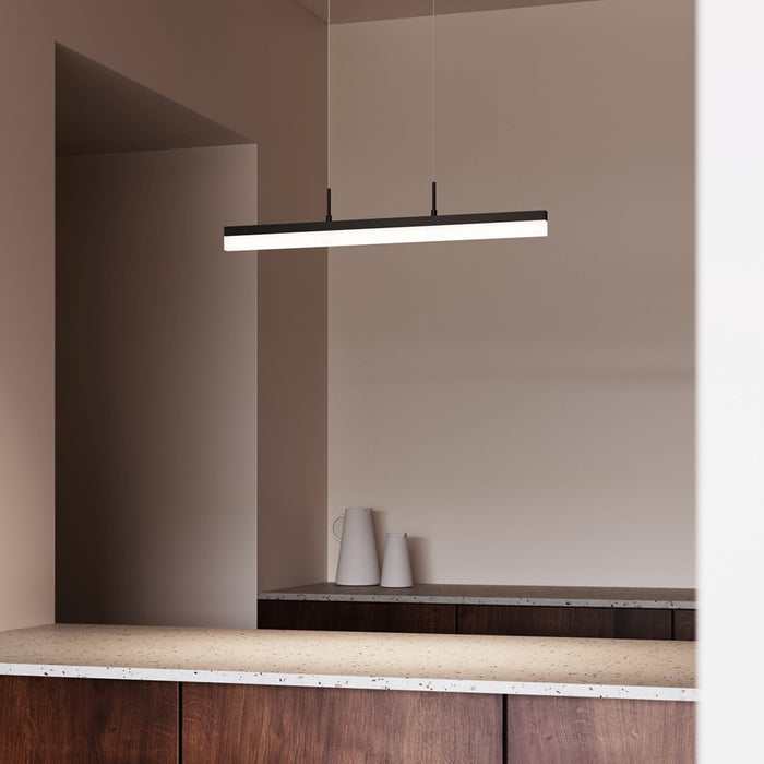 Sonneman Stiletto 1 Light LED 24" Pendant, Satin Black/Frosted