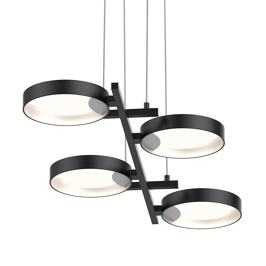 Sonneman Light Guide Ring 4 Light LED Bar Pendant, Satin Black - 2655-25W