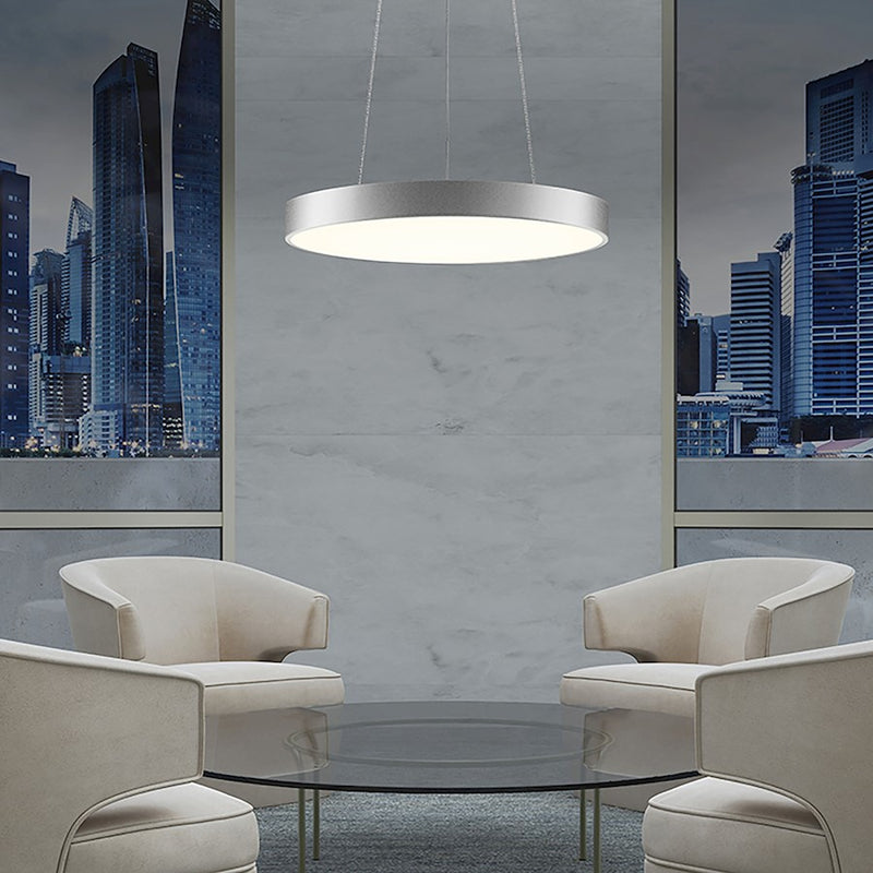 Sonneman Pi 1Lt LED Ring 16" Pendant, Satin Aluminum/White