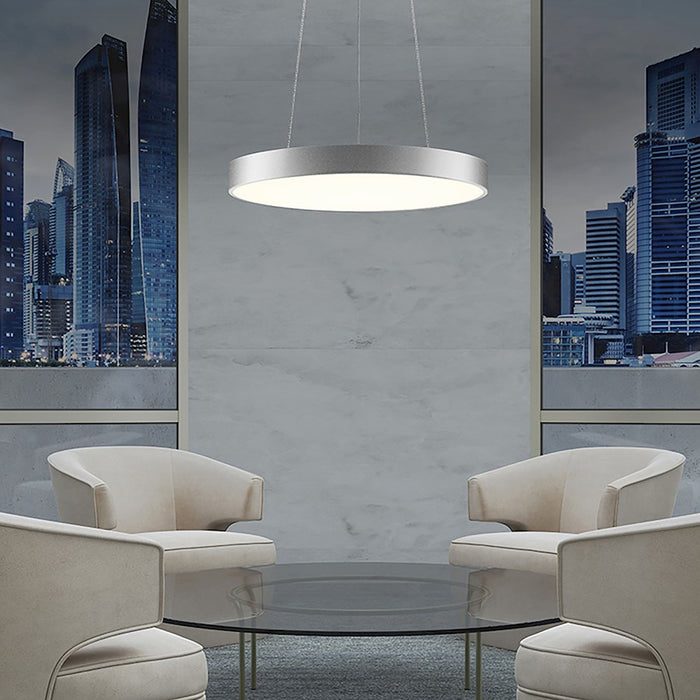 Sonneman Pi 1Lt LED Ring 16" Pendant, Satin Aluminum/White
