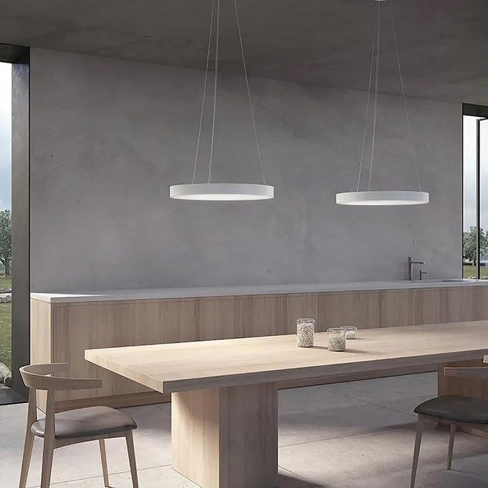 Sonneman Pi 1Lt LED Ring 16" Pendant, Satin Aluminum/White