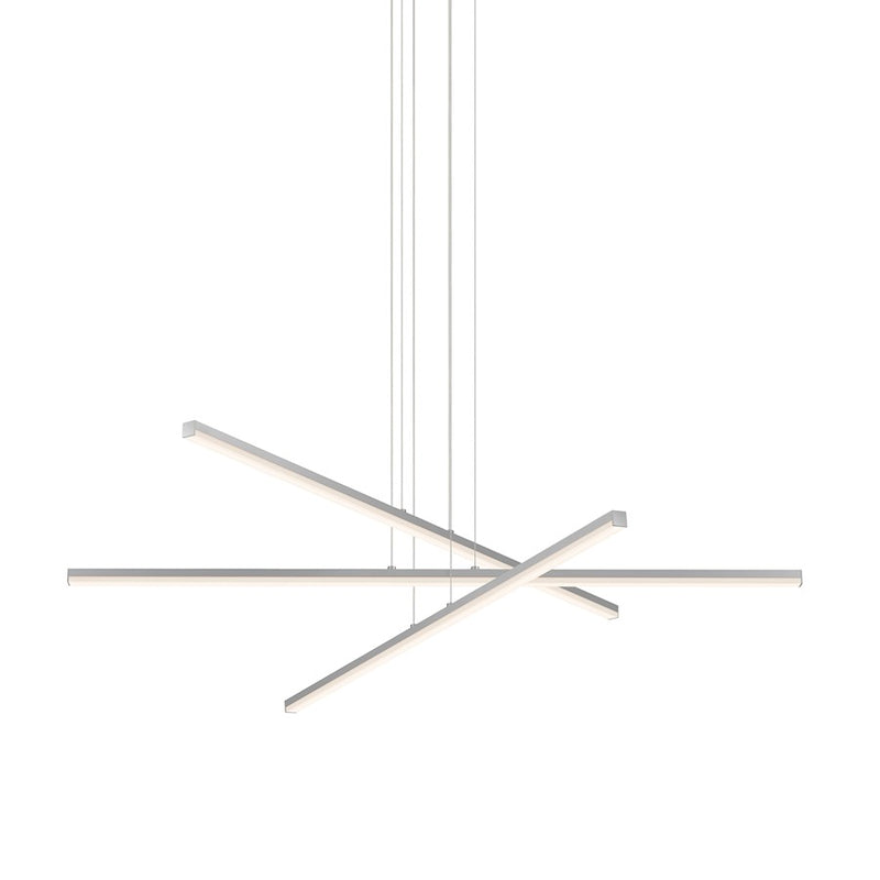 Sonneman Stix 3Lt LED 3 Arm Chandelier, Satin Aluminum/Frosted - 2763-16-J20