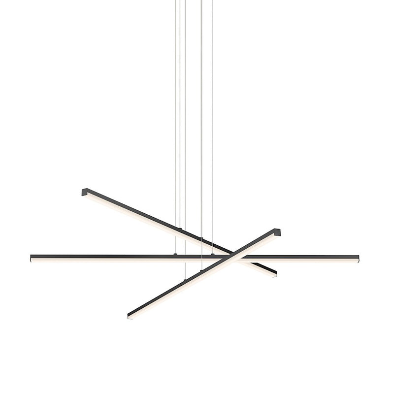 Sonneman Stix 3 Light LED 3 Arm Chandelier, Satin Black/Frosted - 2763-25-J20