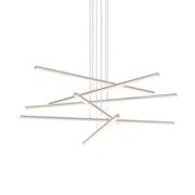 Sonneman Stix 6Lt LED 6 Arm Chandelier, Satin Aluminum/Frosted - 2766-16-J20