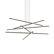 Sonneman Stix 6 Light 6 Arm Chandelier, Satin Black/Frosted - 2766-25-J20