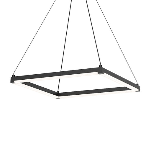 Sonneman Stix Square 1 Light LED 19" Pendant, Satin Black/Frosted - 2786-25-J20