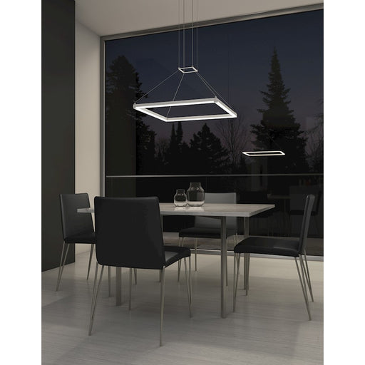 Sonneman Stix Square 1Lt LED 24" Pendant, Satin Aluminum/Frosted