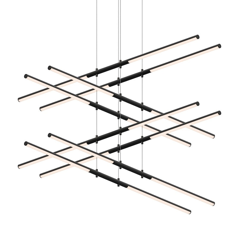 Sonneman Tik Tak 16 Light Stack 4 Tier LED Pendant, Satin Black - 2804-25